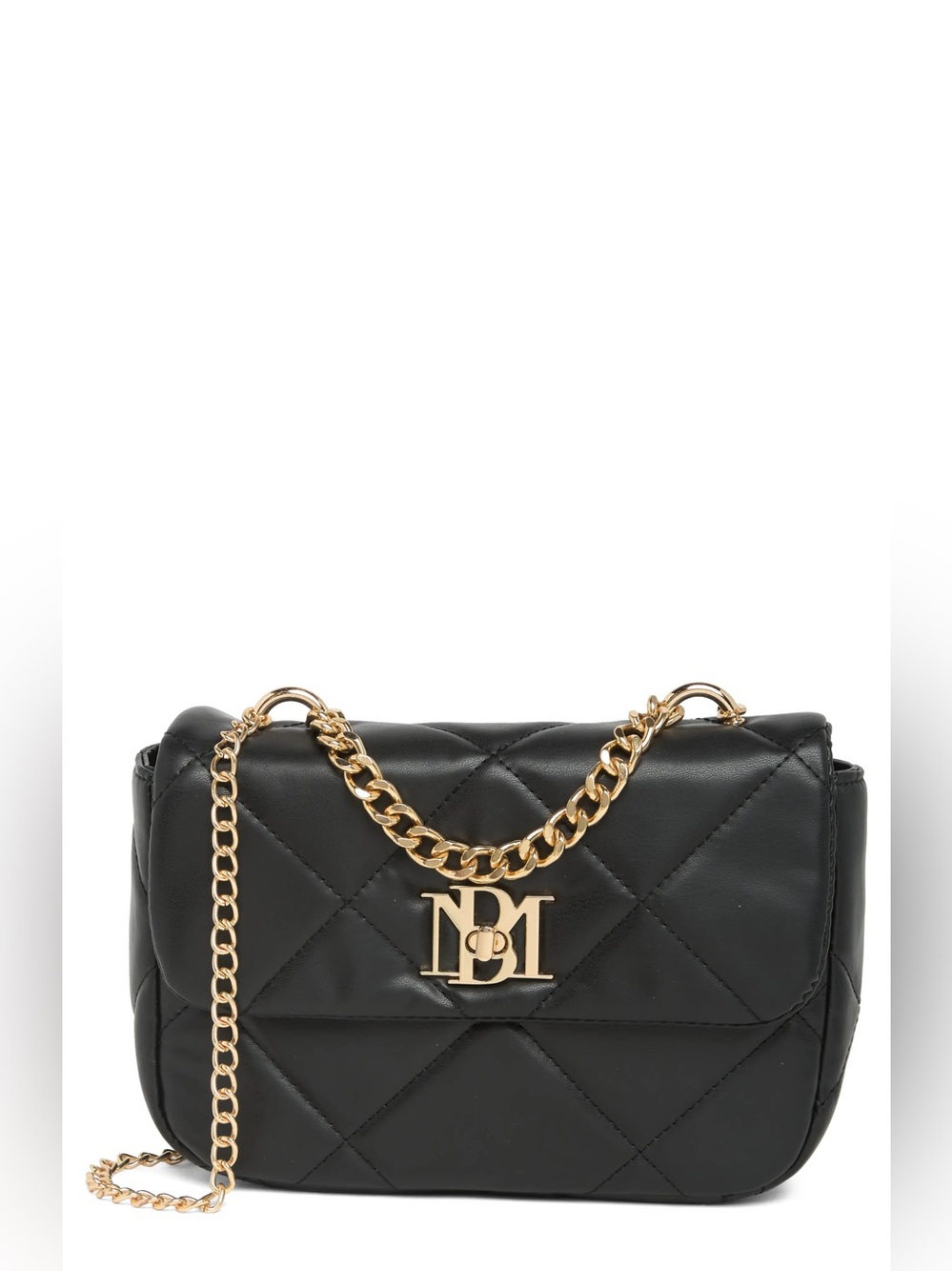 Badgley Mischka Black Quilted Crossbody with Gold Chain